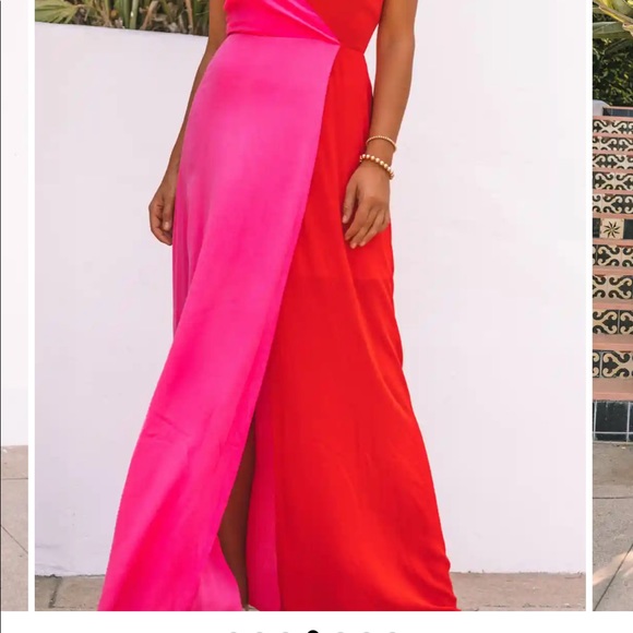 NWOT, Vici collection, colour block, pink and red maxi dress - Picture 3 of 3